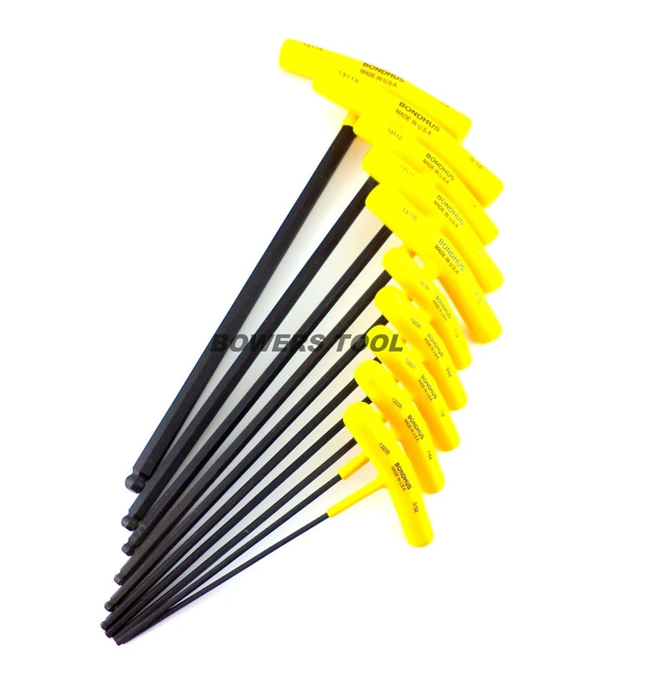 Bondhus T Handle Ball End Hex Wrench Set SAE Standard Inch MADE IN USA 13190 - Image 2 of 4