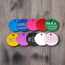 CUSTOM ENGRAVED PERSONALIZED PET TAG ID DOG CAT DOUBLE SIDED DEEP ALUMINIUM