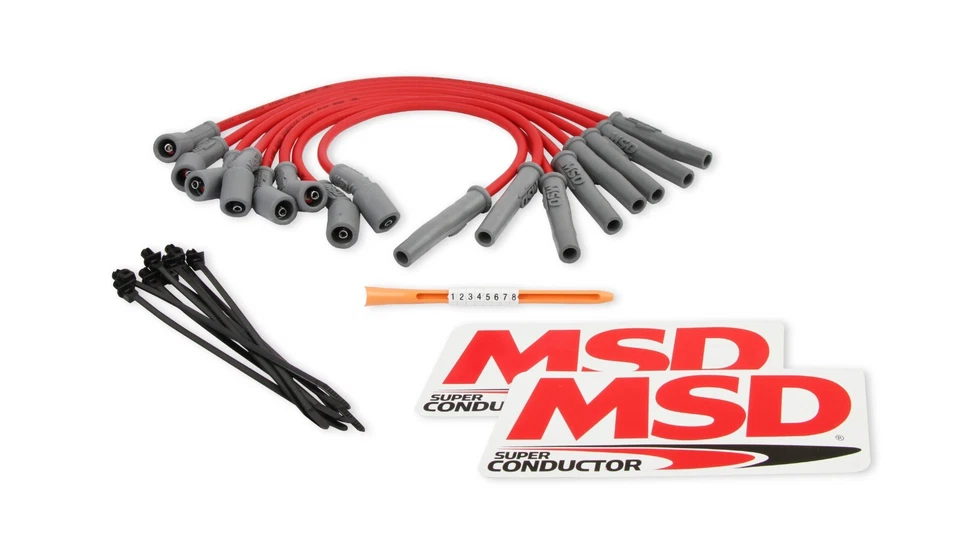 Cables de bujía de encendido rojo MSD 8,5 mm para Ford F-150 Raptor 10-14 6,2 L (NUEVO) Foto 2 de 4