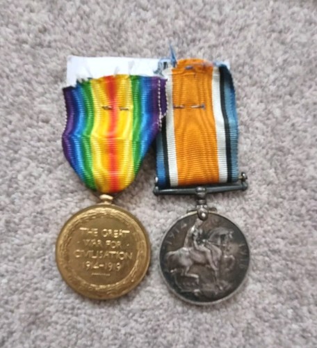 WW1 British Medal Duo Pte Fred Clark Rifle Brigade PoW At St Quentin, Kettering - Picture 3 of 11