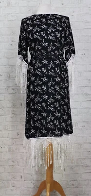 Neu H&M Damen 3/4 Ärmel Kleid Quaste schwarz Größe 34 512-4843 - Bild 1 von 4