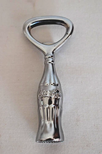 Vintage 3.5" Silver Tone Coca Cola Bottle Shaped Bottle Opener 1998