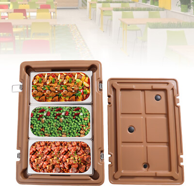 Commercial Insulated Food Pan Carrier Box Catering Hot Cold Chafing Dish 3 Pans