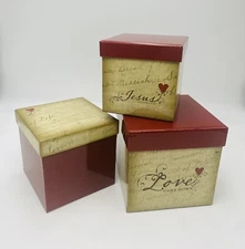 Nesting LOVE Jewelry Gift Boxes Set Of 3 Jesus Peace Saviour Valentine's