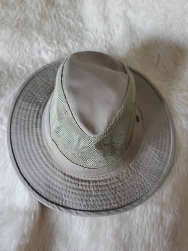 Vintage Pendleton Canvas Fishing Hat Wide Brim Mesh Leather Band Mens Size XL - Picture 3 of 9