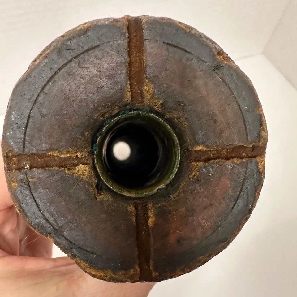 Antique Wooden Spool Bobbin with Brass Insert for Industrial Rustic Decor - Image 3 of 4