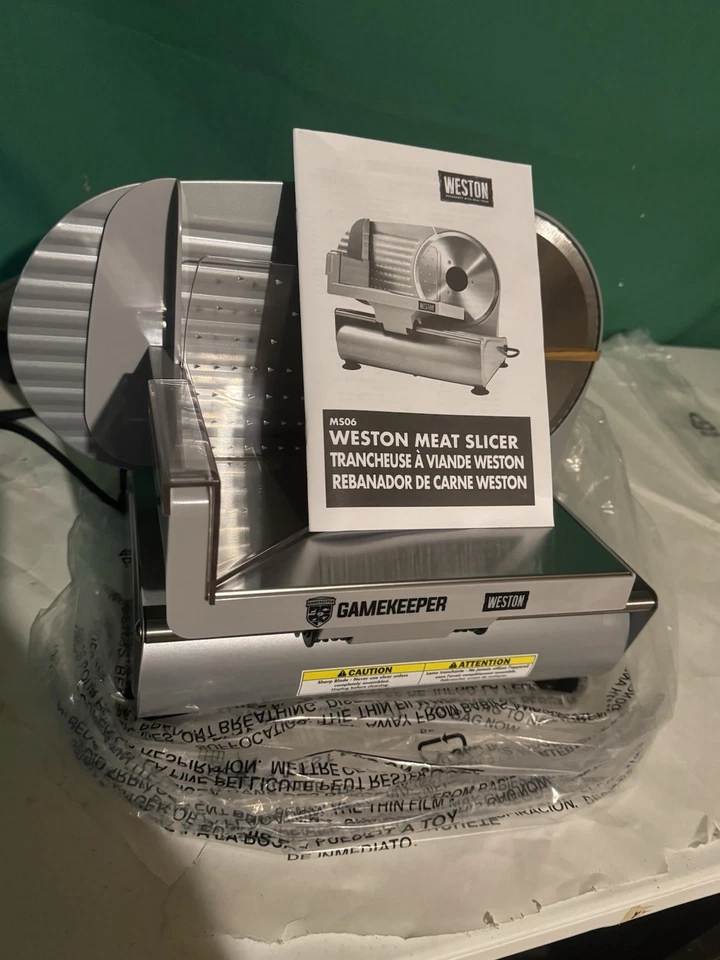 Cortadora de carne eléctrica Weston de 7,5 pulgadas grosor ajustable potente 200 vatios M... Foto 3 de 4