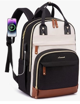 LOVEVOOK Backpack,Fits 15.6 Inch Laptop Bag, Beige-Black-Brown