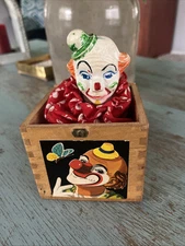 Clown Jack in the Box Toy Herman Eichhorn Vintage Germany Wooden Celluloid