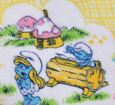 Smurfs Dundee Fitted Crib Bed Sheet Musical Instruments Smurfette Yellow 27x50