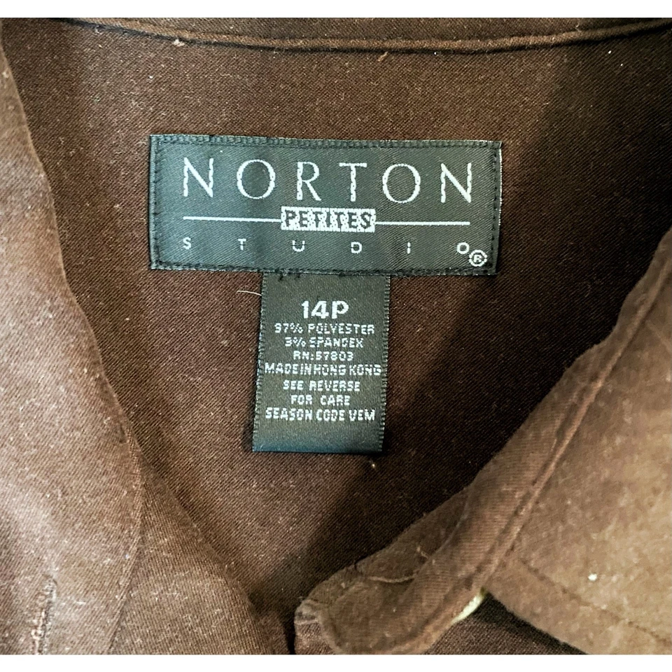 Chaqueta de gamuza sintética marrón Norton Studio Petites para mujer talla 14P Foto 2 de 4