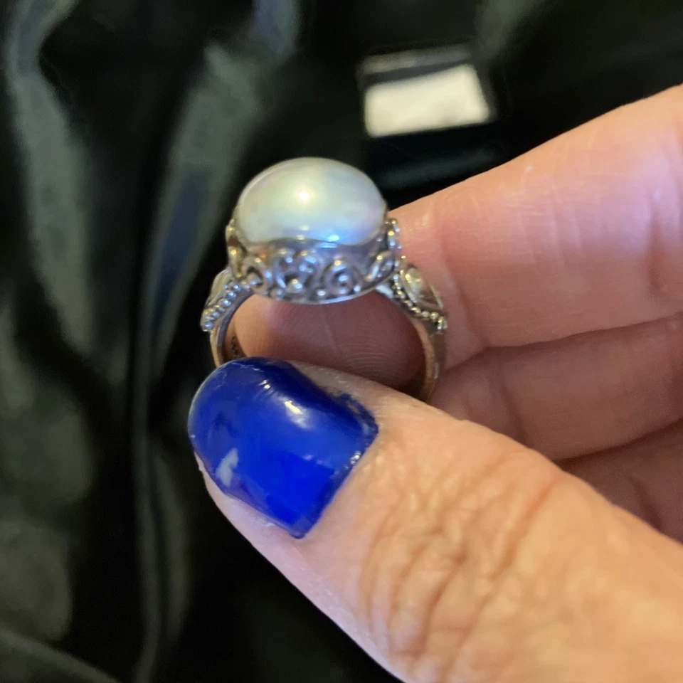 Кольцо из чистого серебра с серым жемчугом Honora, размер 6 - Изображение 4 из 4