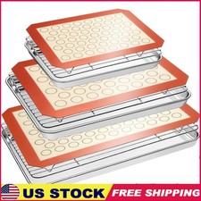 9Pcs Bakeware Set Stainless Steel Baking Pans Cooling Racks Silicone Mats New