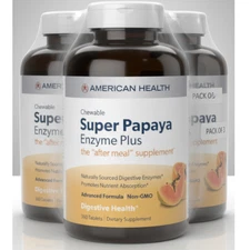 American Health Chewable Super Papaya Enzyme Plus 360 Tabs (Pack of 3)