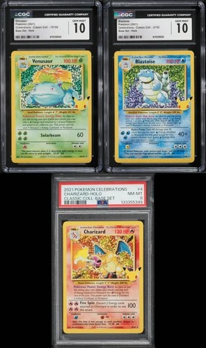 Pokemon Celebrations Base Set Charizard Blastoise Venusaur PSA CGC 8 10 Set