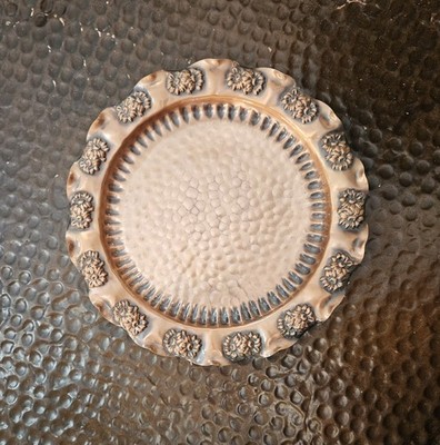 VTG Gregorian Solid Copper Serving Tray/ Wall Art Round Embossed Flowers Ex. Con