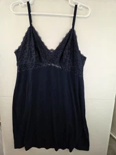 Soma Cool Nights Soft Support Lace Chemise Nightie in Nightfall Navy XL NWT $84
