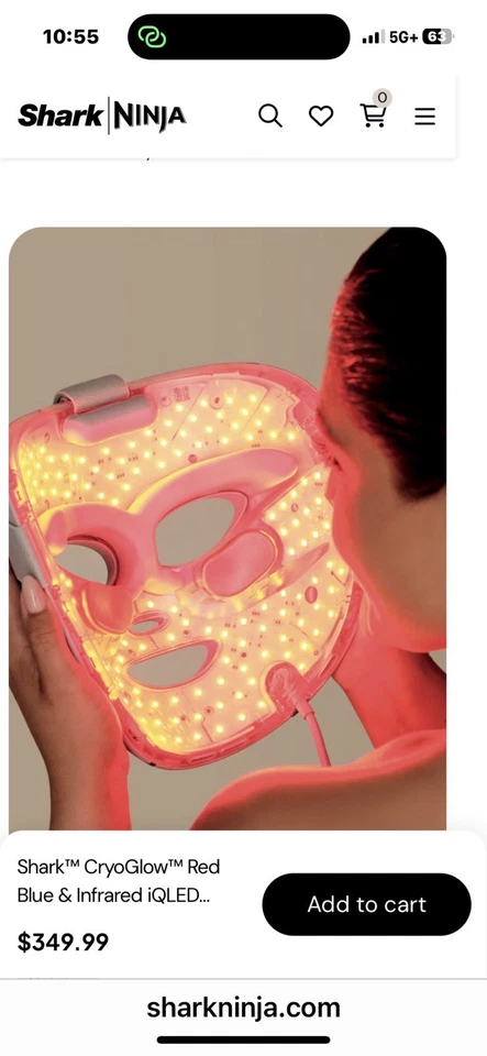 Shark CryoGlow Red Blue & Infrared iQLED Facial Mask & Under Eye Cooling Model - Image 4 of 4