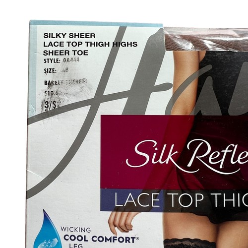 Silky Reflections Lace Top Thigh High Hosiery Cool Comfort AB Barely There 0A444 - Picture 3 of 7