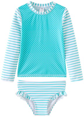 UMELOK Toddler and Little Girls Rash Guard Sets with Bikini Bottoms Swimwear 8T