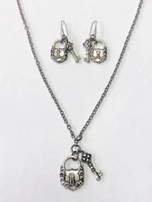 HSN Patricia Nash Silver-tone Lock-and-Key Necklace and Earrings Set