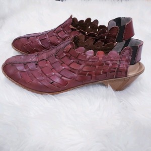 rieker sina leather woven heeled shoes
