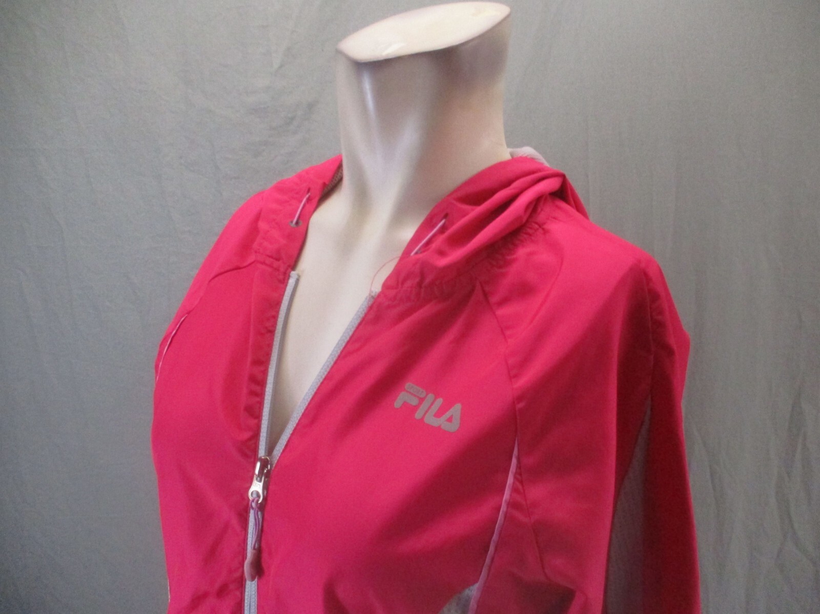 FILA taglia S giacca donna rosa full zip cappuccio tasca leggera slim pista 620