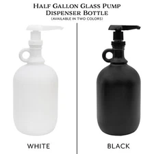 Half Gallon Glass Pump Dispenser Bottle, 64oz Jug, 2QT Soap Dispenser