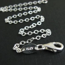 Sterling Silver Necklace - 2mm Strong Flat Cable Chain - All Sizes 7-36 Inches