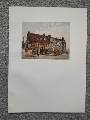 HOUSES ON WEST SIDE OF CHURCH STREET, LAMBETH, London - Antique Print - 1926