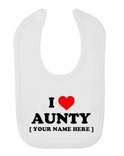 Baby Bib I Love Aunty Custom Text Clothing Infant Design Funny Gift Auntie Cute