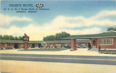 ONTARIO OREGON FROST'S MOTEL U.S.30  LINEN POSWTCARD