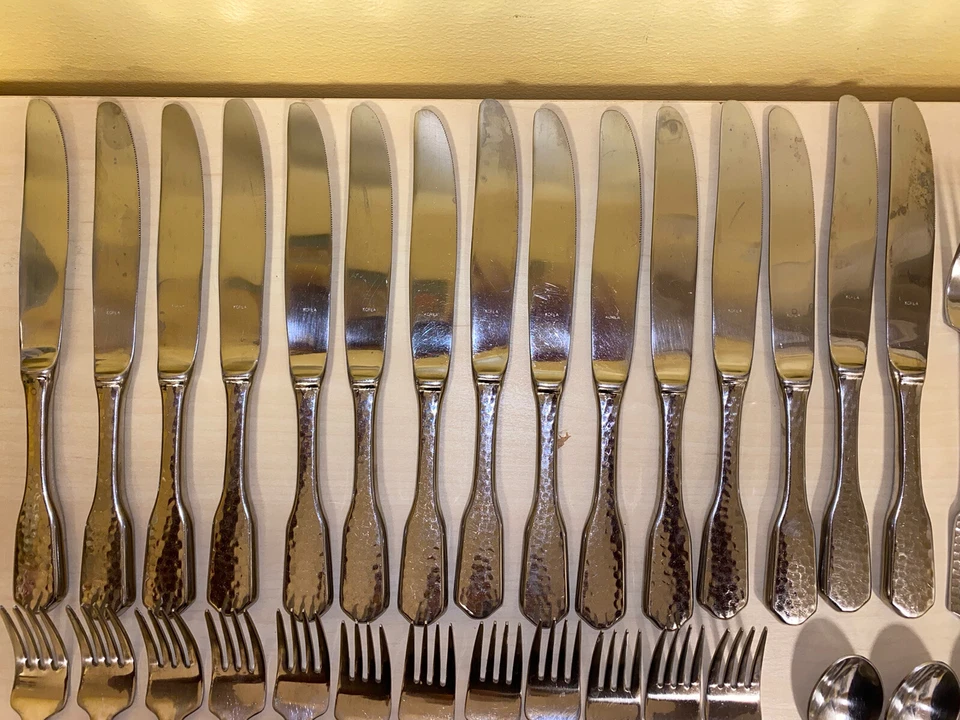 RETRONEU Aberdeen Cubiertos Martillados 18/8 Acero Inoxidable Lote de 55 Foto 3 de 4