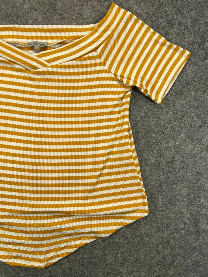 Camisa Charlotte Russe feminina XL amarela branca listrada blusa casual feminina - Imagem 4 de 4