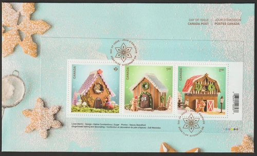 Canada #3466, Christmas, Gingerbread Houses, S/S. First Day Cover, FDC 2024