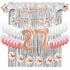 27th Birthday Complete Rose Gold  Silver Balloon Party Decoration Supplies