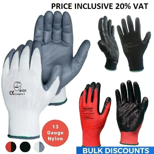 240 paires de gants de travail enduits de nitrile ROUGE NOIR constructeurs constructions mécanicien