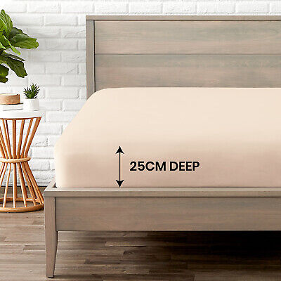 Buy Extra Deep 25cm Fitted Sheet Bed Sheets Single Double King Size OR Pillow Cases