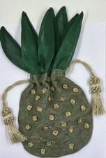 Pineapple Purse or Gift Bag Organdy Tassels Shimmery 12 Inch