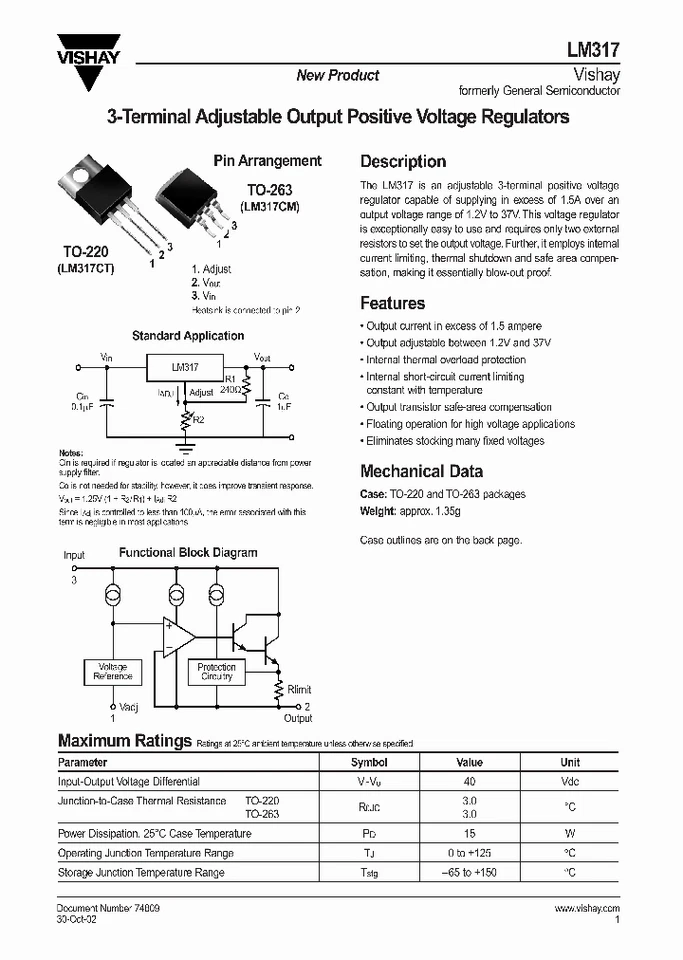 10pcs LM317T LM317 Adjustable Linear Voltage Regulator IC 1.2V to 37V 1.5A - Image 4 of 4