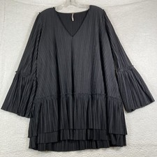 Free People Women's Long Sleeve Black Tiered Mini Dress, Size XS