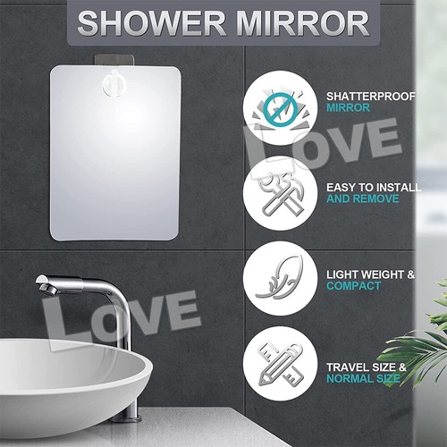 Mirror Bathroom Shower Fogless Shaving PC Lens Anti-Fog Free Wall Hook - Picture 2 of 13