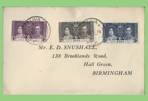 Fiji 1937 Coronation set on printed Cover