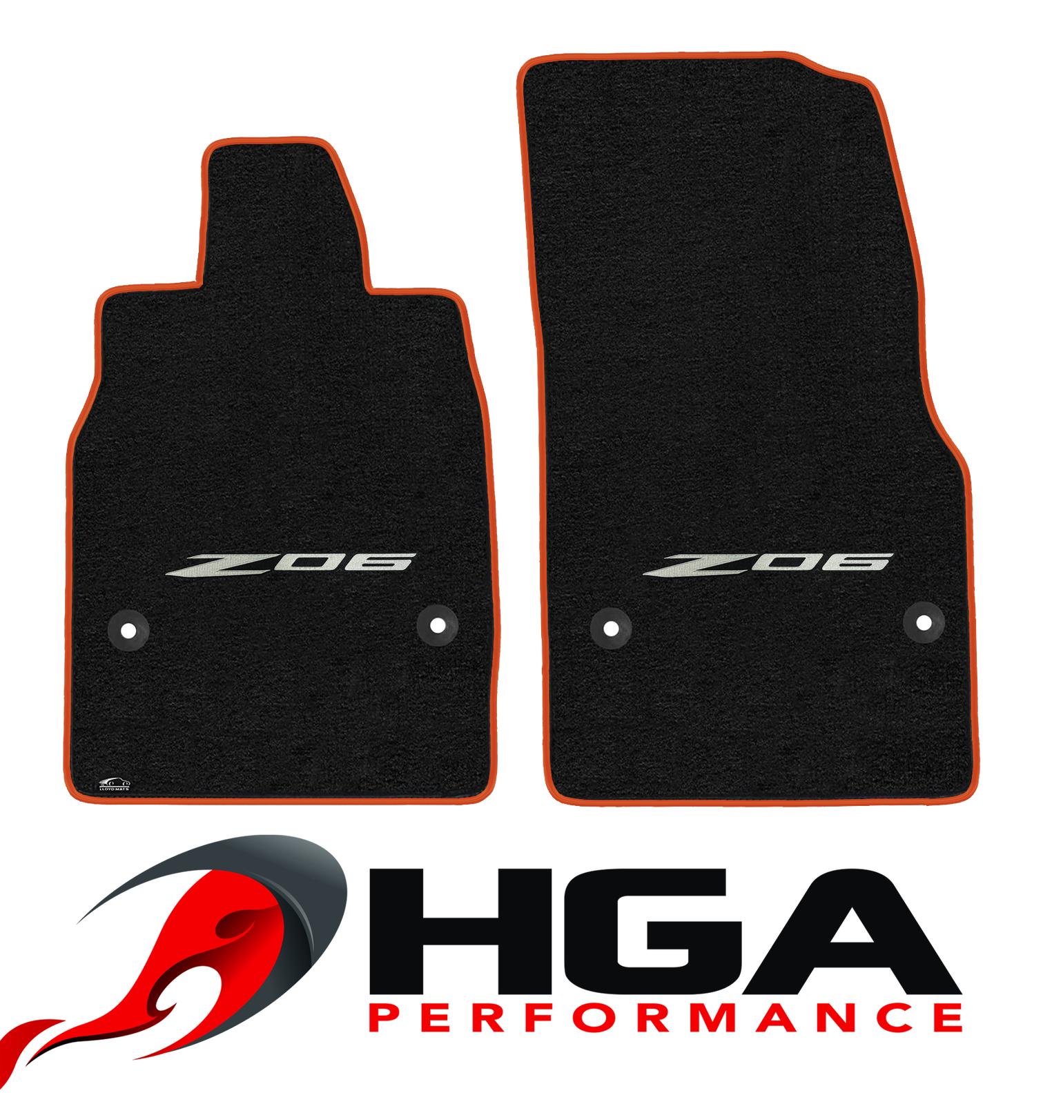 2023 C8 Corvette Lloyd Floor Mats Silver On Black Z06 Logo & Orange