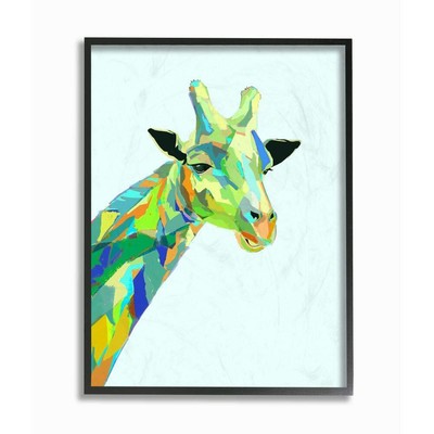 Stupell Industries Giraffe Abstract Shapes Blue Green Animal Design, Designed...