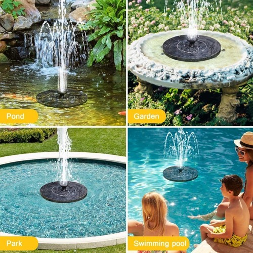 Solar Fountain Floating Bird Bath Water Pump w/ 4 Nozzles Outdoor Garden Pond - Picture 4 of 8