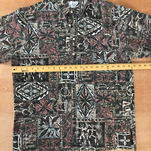 RJC Camisa Hawaiana Hombres L Negra Geométrica Botones Bolsillo Pullover Manga Corta - Imagen 7 de 11