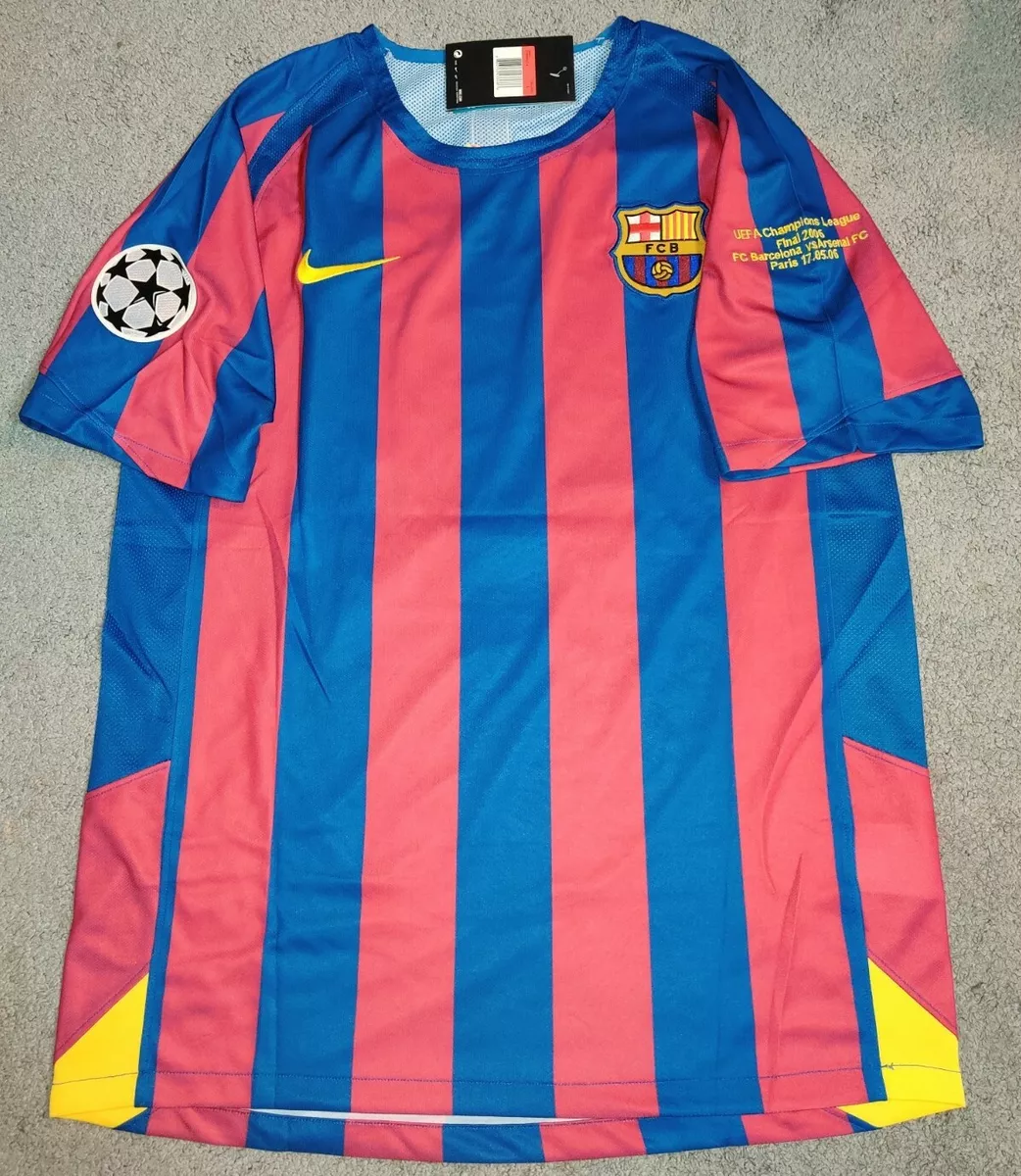 Retro Barcelona 2005/06 Ronaldinho 2006 Champions League Final Jersey Shirt. L Retro Barcelona 2005/06 Ronaldinho 2006 Champions League Final Jersey Shirt. L