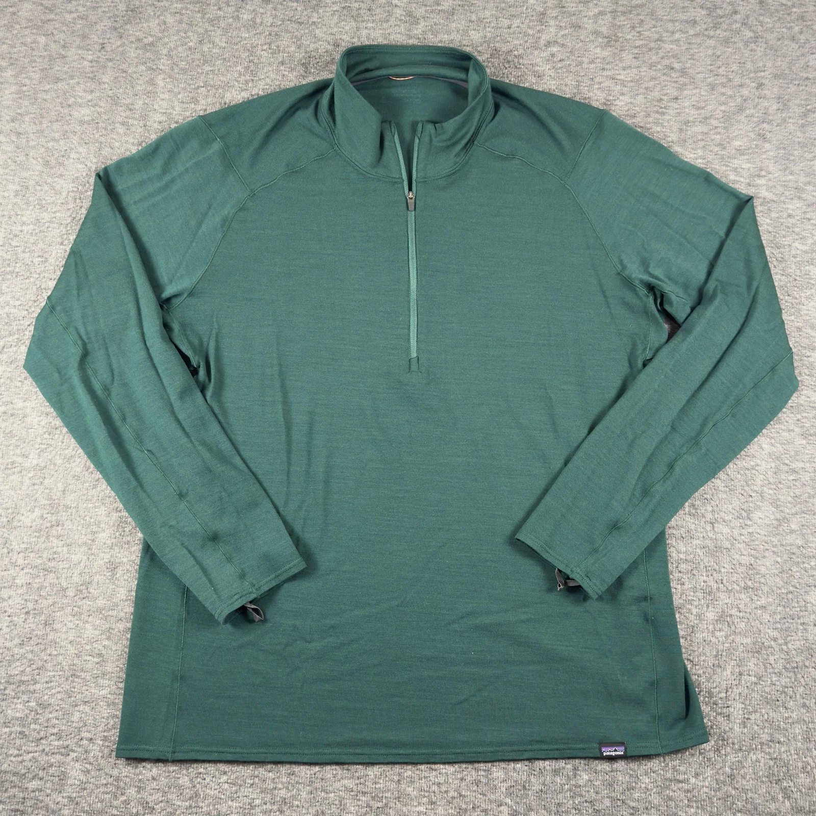 Patagonia Pullover Mens Large Green 1/4 Zip Long Sleeve Lightweight Hiking Top