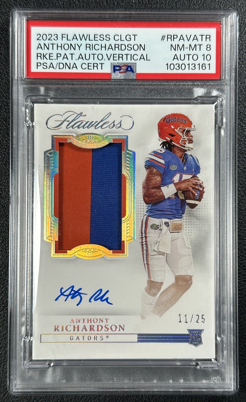 Anthony Richardson Panini Flawless Collegiate Flawless Rookie Patch Autograph Vertical #RPAVATR Base